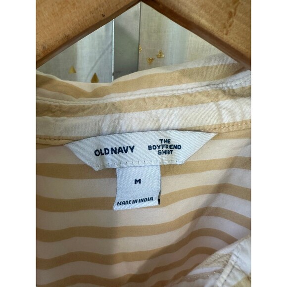 Old Navy 100% Cotton The Boyfriend Stripe Long Sleeve Button Down Collar Shirt M - Picture 5 of 6